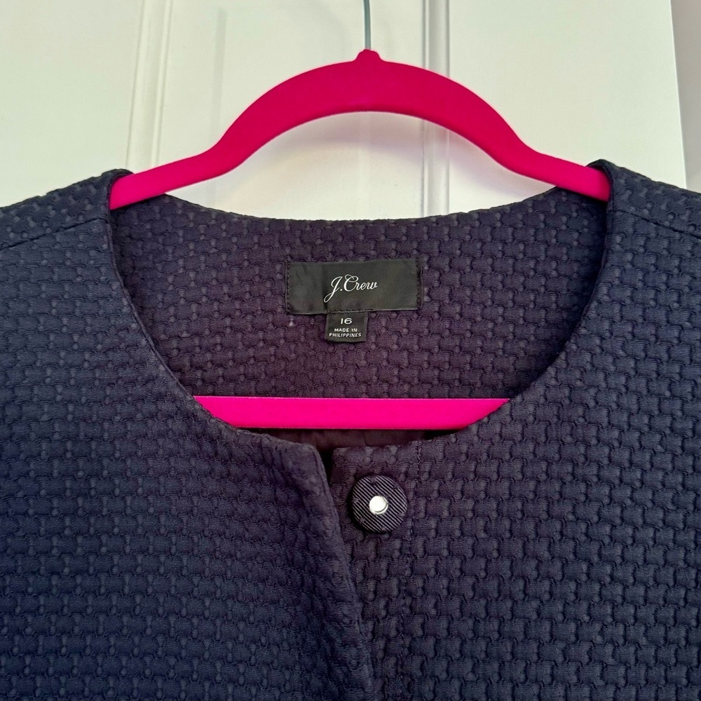 J Crew Portfolio Navy Blue Jacket in matelasse - Size 16